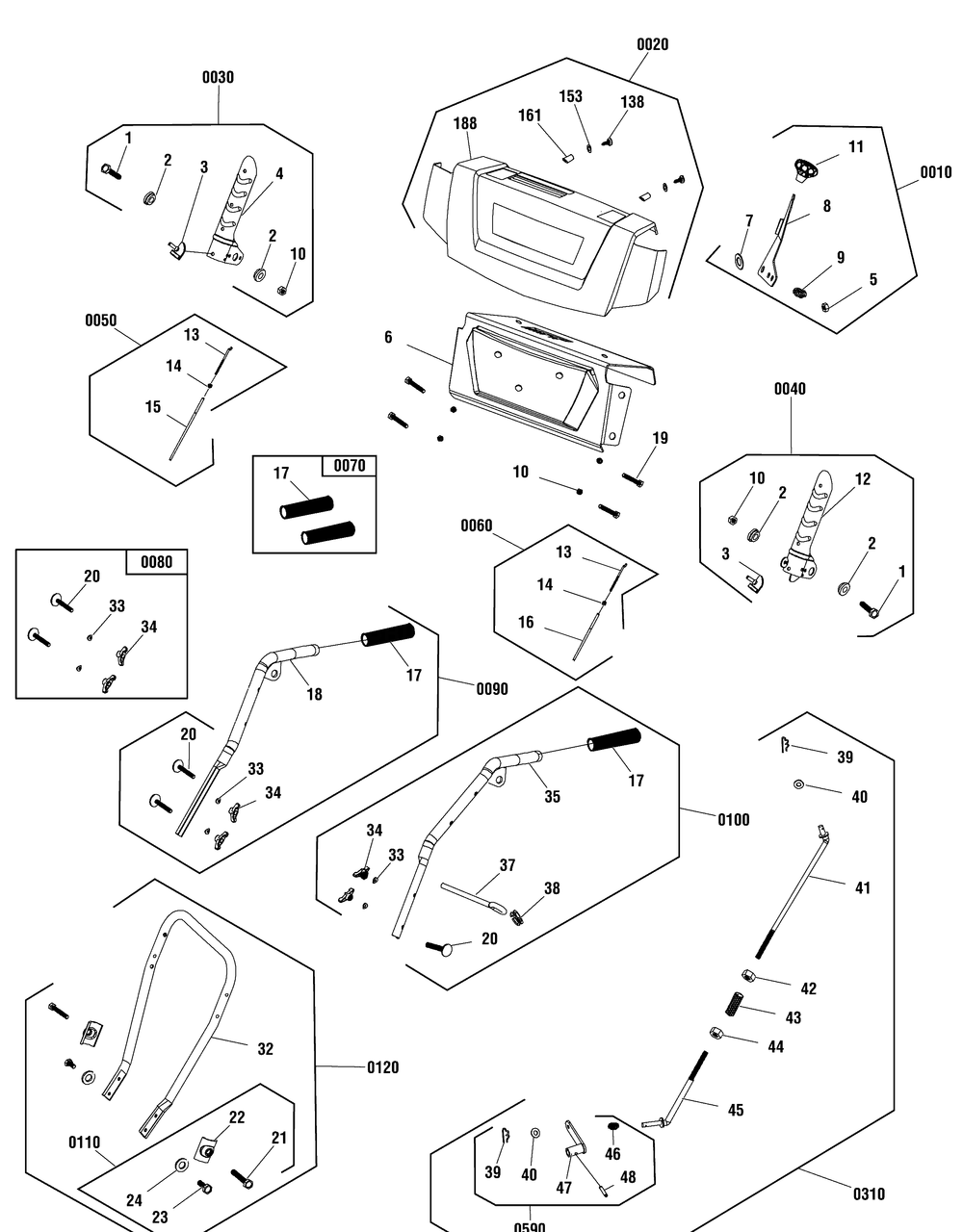 Handles And Controls Group (6965y_a) Diagram and Parts List for 1696610-00-1024LD 2016 Briggs and Stratton Snow Blower